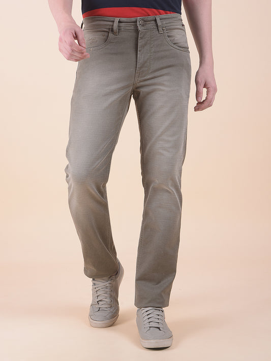 Men's Brown Slim Fit Casual Denim Jeans