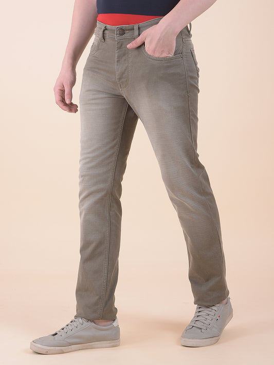 Men's Brown Slim Fit Casual Denim Jeans