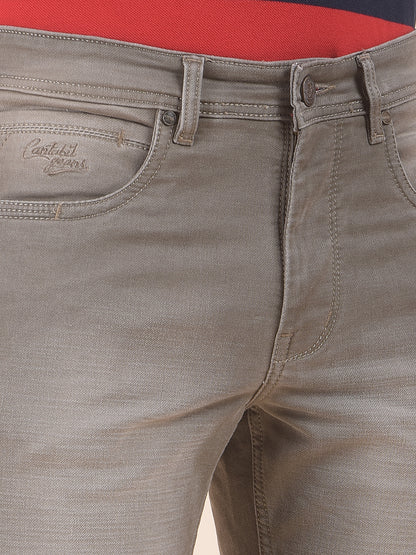 Men's Brown Slim Fit Casual Denim Jeans