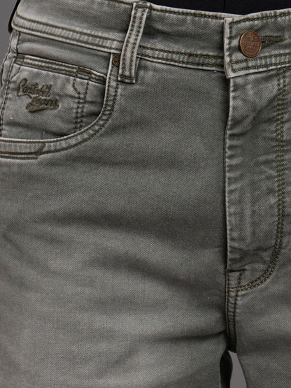 Men's Olive Straight Fit Casual Denim Jeans