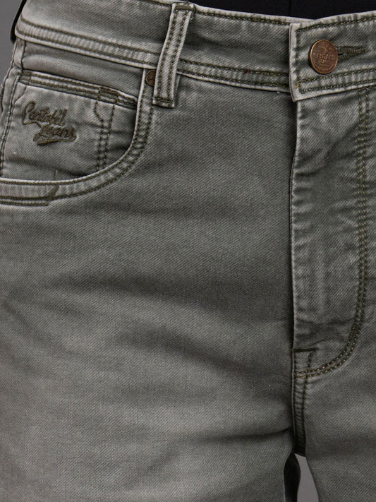 Men's Olive Straight Fit Casual Denim Jeans
