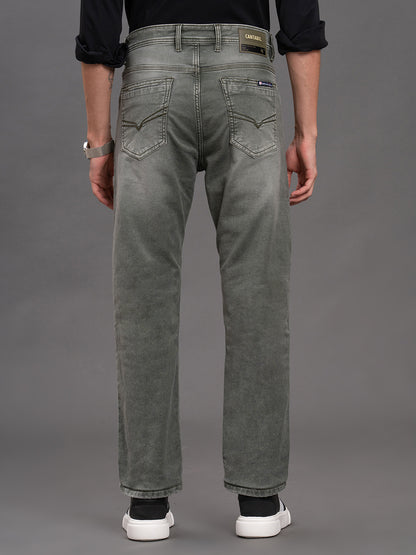 Men's Olive Straight Fit Casual Denim Jeans