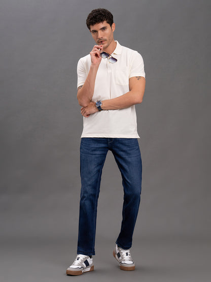 Men's Dark Blue Slim Fit Casual Denim Jeans