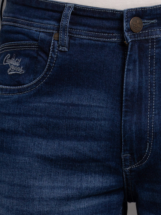 Men's Dark Blue Slim Fit Casual Denim Jeans