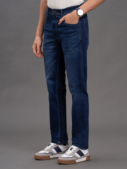Men's Dark Blue Slim Fit Casual Denim Jeans