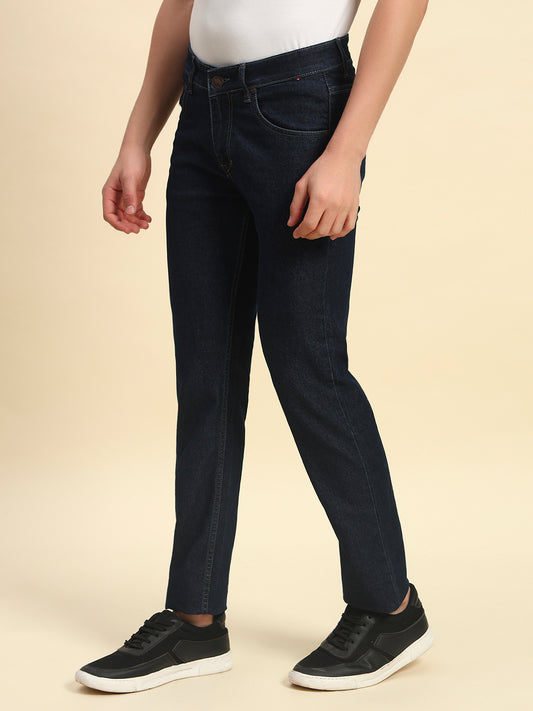 Denim Jeans for Men l Breathable & Soft with Color Fastness Straight Fit Poly Cotton Fabric Solid Pattern Button Closure