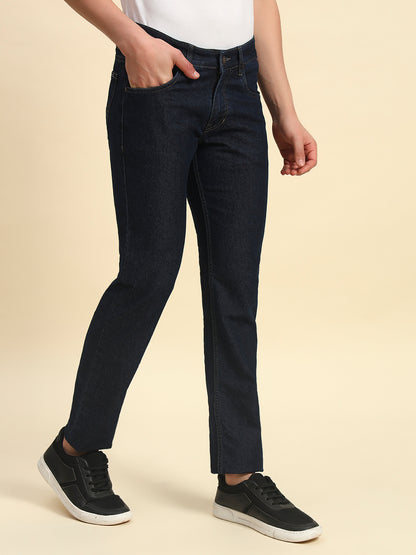Denim Jeans for Men l Breathable & Soft with Color Fastness Straight Fit Poly Cotton Fabric Solid Pattern Button Closure