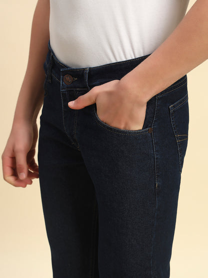 Denim Jeans for Men l Breathable & Soft with Color Fastness Straight Fit Poly Cotton Fabric Solid Pattern Button Closure