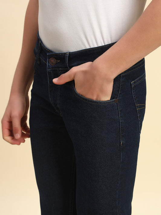 Denim Jeans for Men l Breathable & Soft with Color Fastness Straight Fit Poly Cotton Fabric Solid Pattern Button Closure