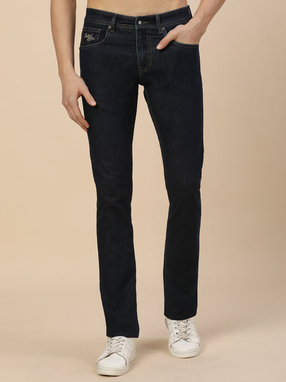 Denim Jeans for Men | Breathable & Soft with Color Fastness Straight Fit Poly Cotton Fabric Solid Pattern Button Closure