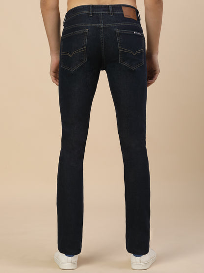 Denim Jeans for Men | Breathable & Soft with Color Fastness Straight Fit Poly Cotton Fabric Solid Pattern Button Closure