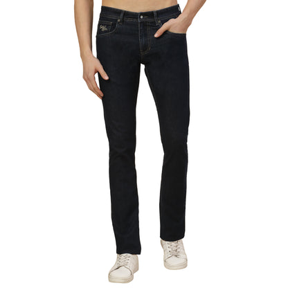 Denim Jeans for Men | Breathable & Soft with Color Fastness Straight Fit Poly Cotton Fabric Solid Pattern Button Closure