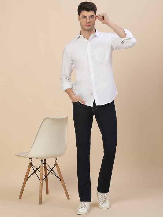 Denim Jeans for Men | Breathable & Soft with Color Fastness Straight Fit Poly Cotton Fabric Solid Pattern Button Closure