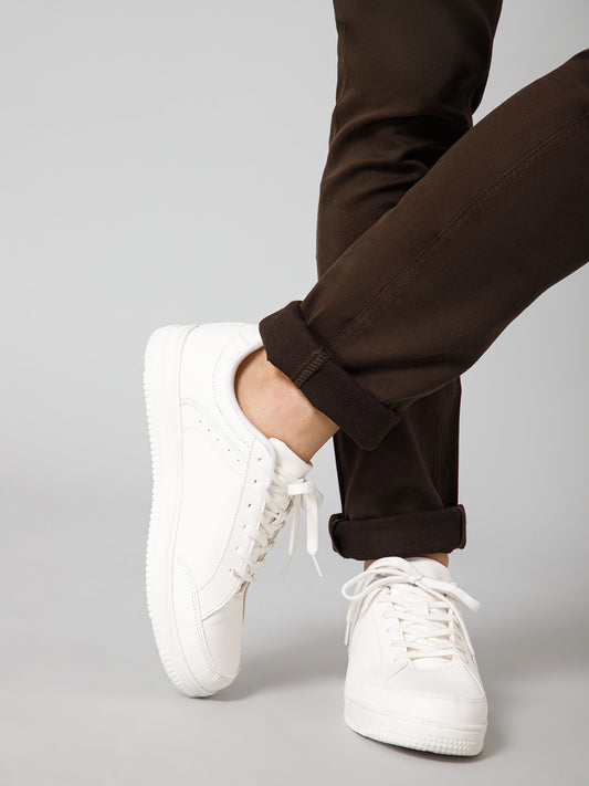 Men Lace-Up White Casual Sneakers