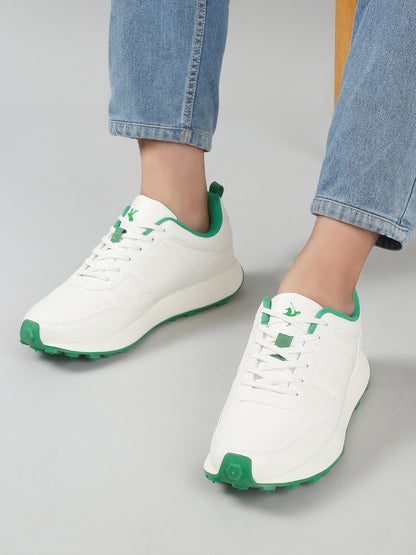 Men's White Solid Lace-Up Casual Sneakers