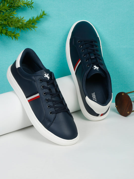 Men Lace-Up Navy Blue Casual Shoes