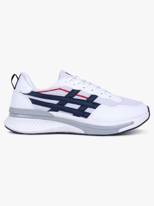 Men's White Solid Lace-Up Running Shoes