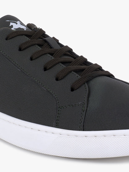 Men's Olive Green Solid Lace-Up Casual Sneaker