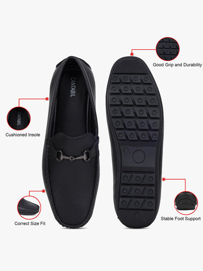 Men's Black Solid Casual Loafers