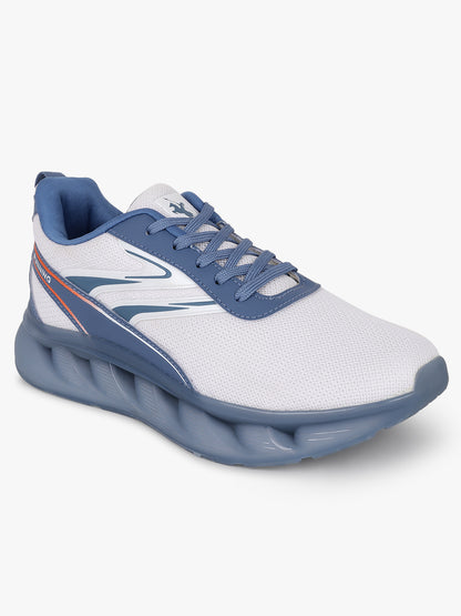 Men's White Self Design Lace-Up Running Shoes