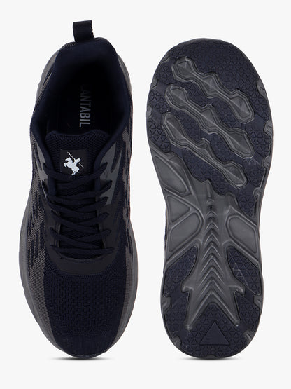 Men's Navy Self Design Lace-Up Running Shoes