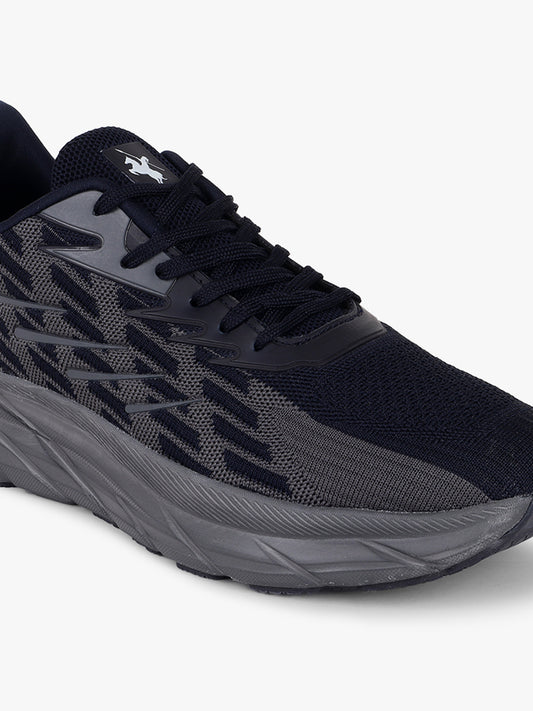 Men's Navy Self Design Lace-Up Running Shoes