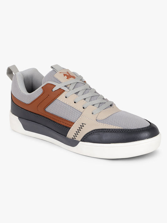 Men's Grey Self design Casual Sneakers