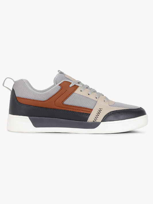 Men's Grey Self design Casual Sneakers