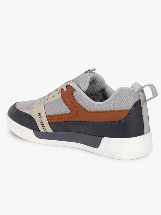 Men's Grey Self design Casual Sneakers