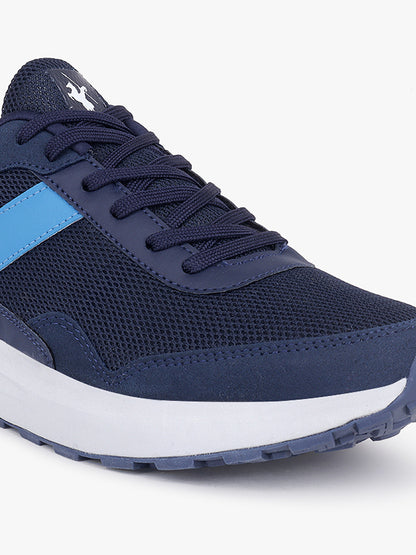 Men's Navy Blue Self Design Casual Running Sports Shoes