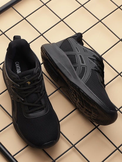 Men's Black Solid Casual Running Sports Shoes