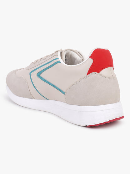 Men Lace-Up Beige Colorblock Casual Sneaker