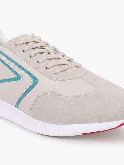 Men Lace-Up Beige Colorblock Casual Sneaker