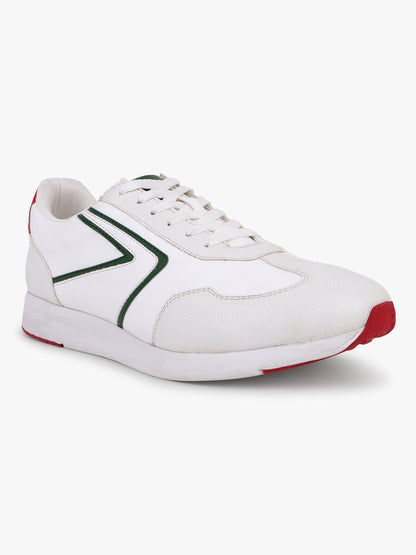 Men Lace-Up White Colorblock Casual Sneaker