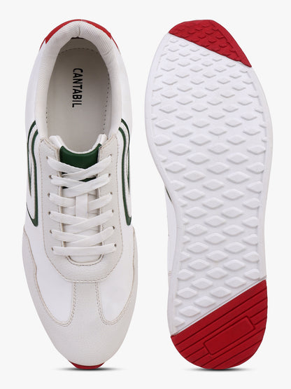 Men Lace-Up White Colorblock Casual Sneaker