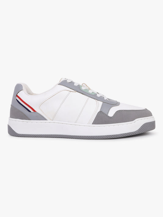 Men's White & Grey Colourblock Casual Sneaker Shoes