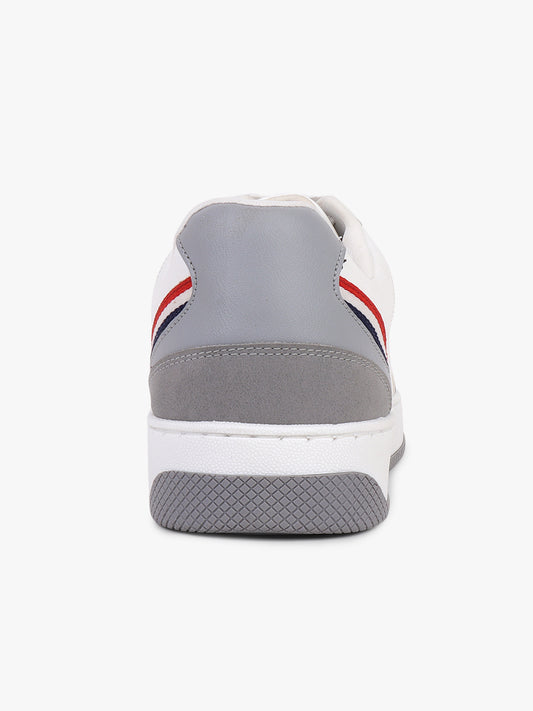 Men's White & Grey Colourblock Casual Sneaker Shoes