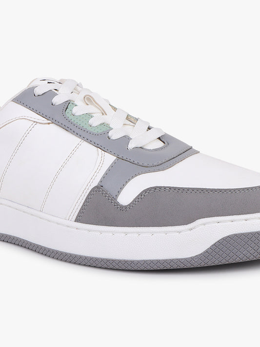 Men's White & Grey Colourblock Casual Sneaker Shoes
