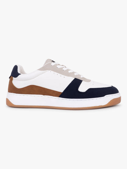 Men Lace-Up White Colorblock Casual Sneaker