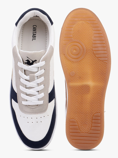 Men Lace-Up White Colorblock Casual Sneaker