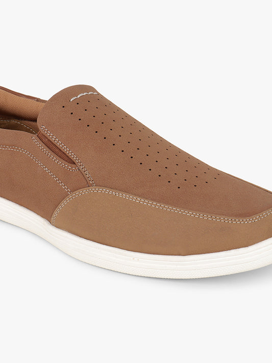 Men Slip-on Solid Tan Casual Shoes