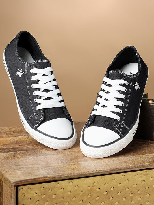 Men's Black Canvas Casual Sneakers