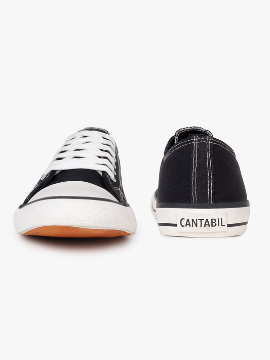 Men's Black Canvas Casual Sneakers