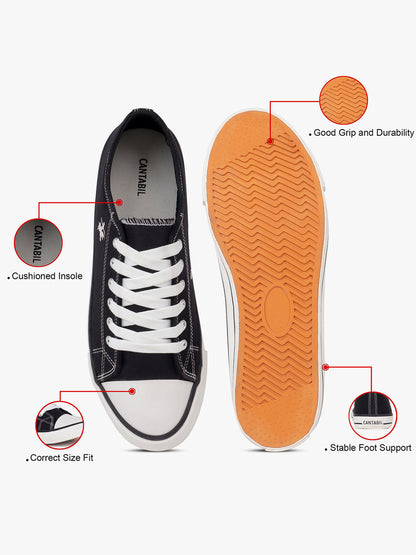Men's Black Canvas Casual Sneakers