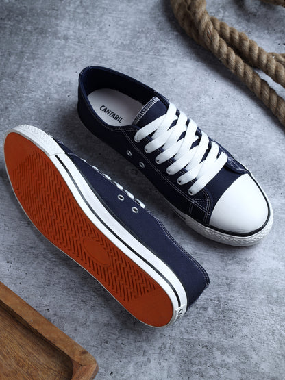 Men's Navy Canvas Casual Sneakers