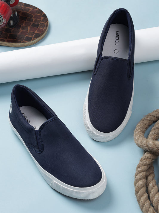 Men's Navy Solid Casual Sneakers Shoes