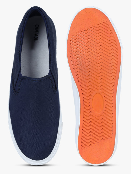 Men's Navy Solid Casual Sneakers Shoes