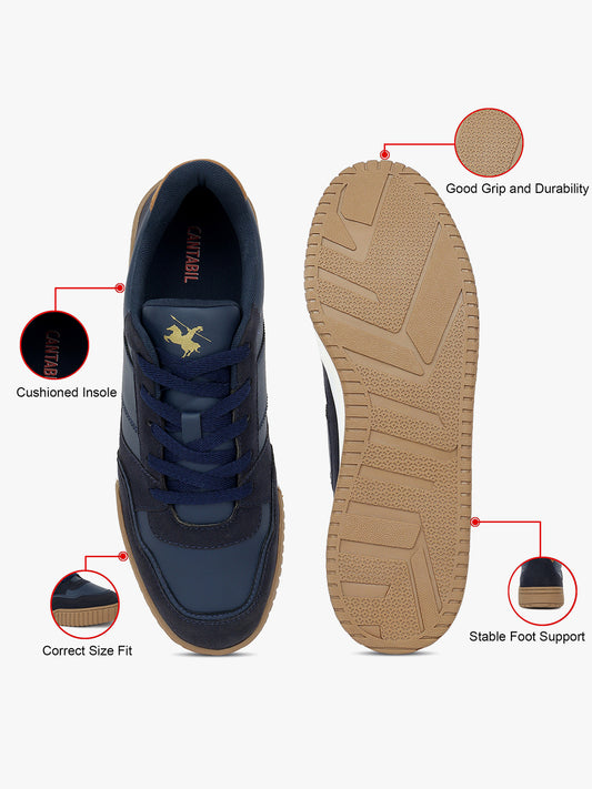 Casual Sneaker Shoes for Men | Lightweight & Comfortable with Cushioned Insole PU (Polyurethane) Upper TPR Sole Lace-Up Closure