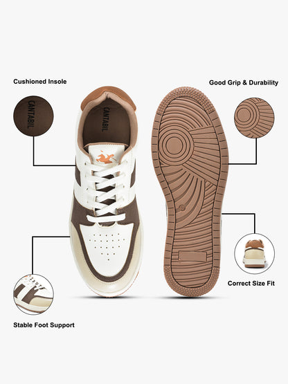 Casual Sneaker Shoes for Men | Lightweight & Comfortable with Cushioned Insole PU (Polyurethane) Upper TPR Sole Lace-Up Closure