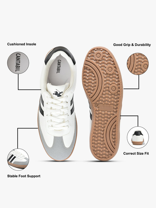 Casual Sneaker Shoes for Men | Lightweight & Comfortable with Cushioned Insole PU (Polyurethane) Upper TPR Sole Lace-Up Closure